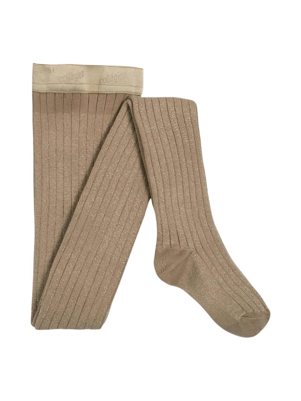 Amélie Glitter Ribbed Tights Tights Collégien Taupe 1Y