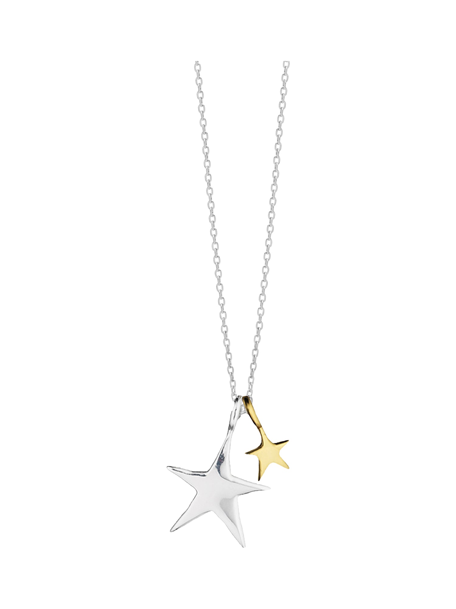 Two Tone Double Star Necklace Jewelry Estella Bartlett Silver