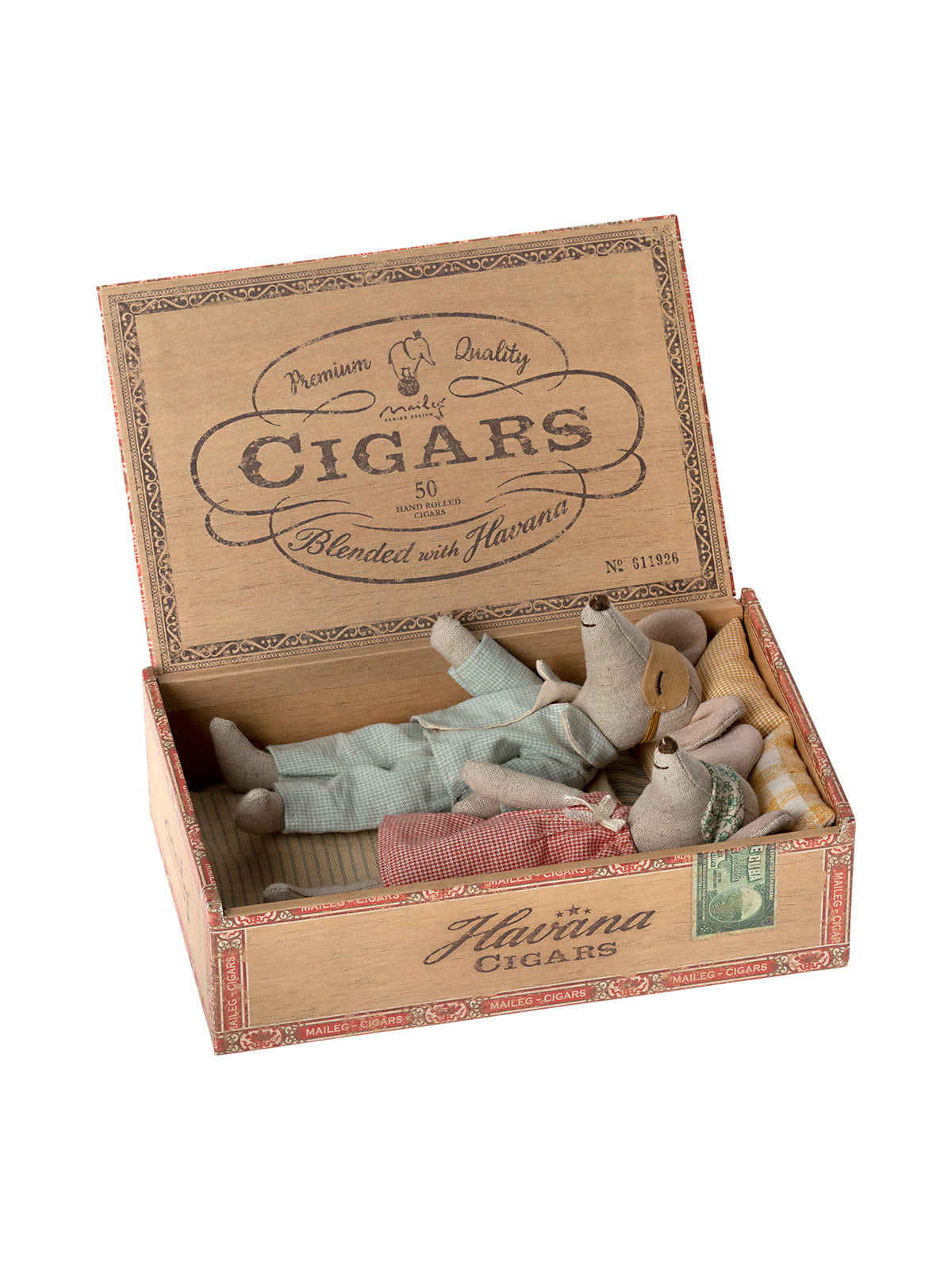 Mum and Dad Mice in Cigarbox Pretend Play Maileg