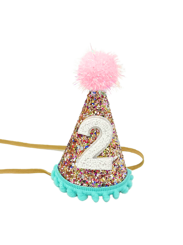 Confetti Birthday Party Hat Hair Accessories Little Blue Olive Rainbow Sparkle 2Y 