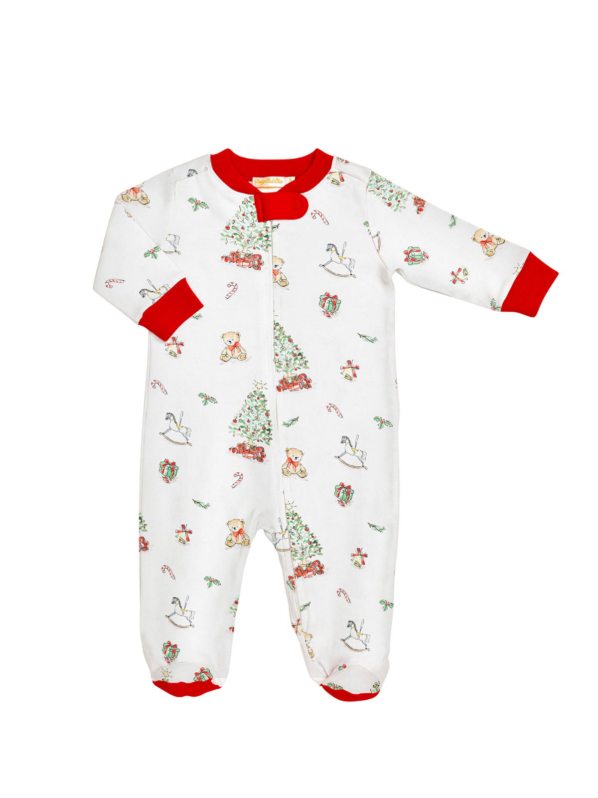 Christmas Tree Zipped Footie Pajamas Baby Club Chic White 0-3M 