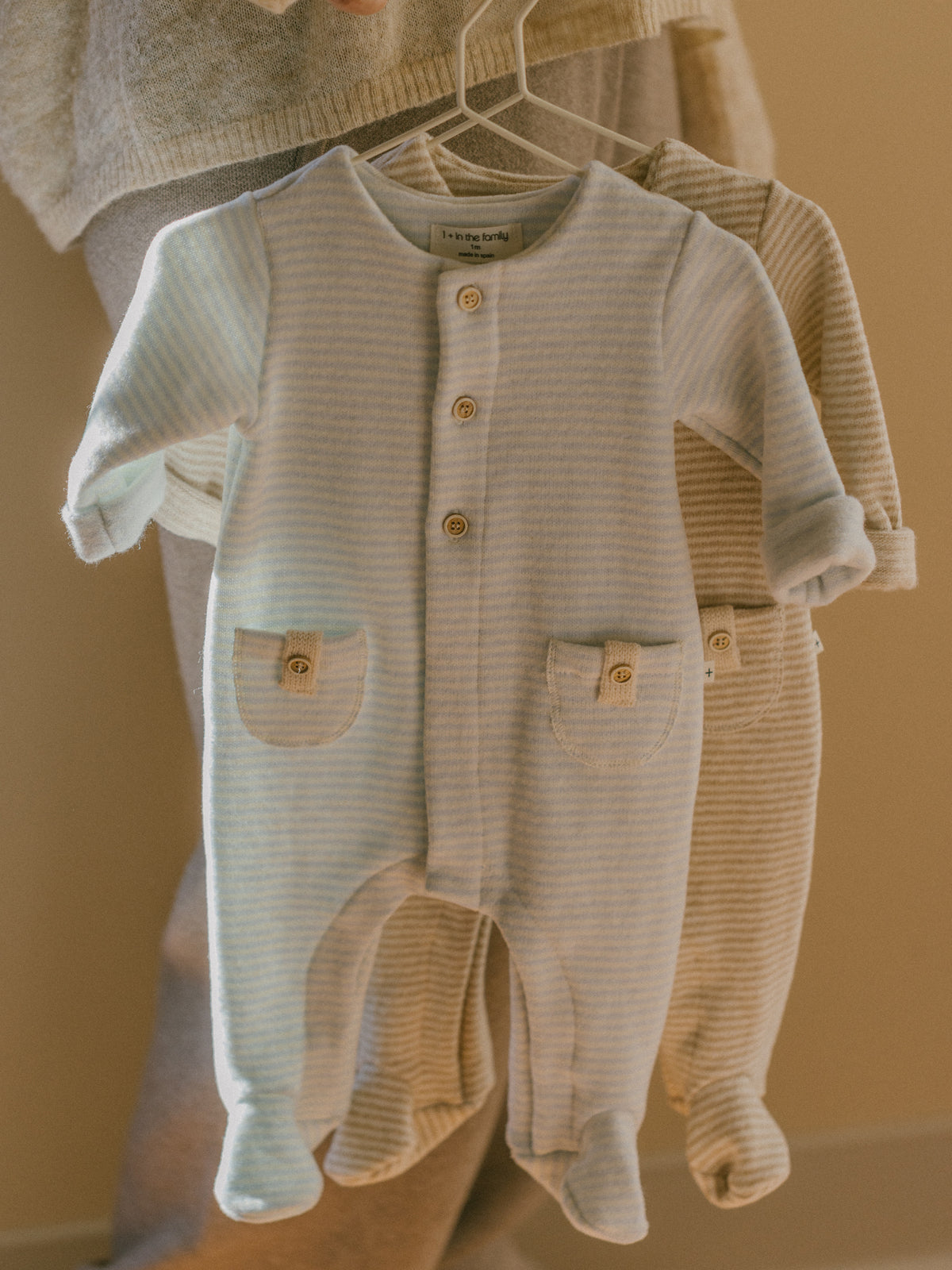 Blue Stripe Footie Rompers 1+ in The Family