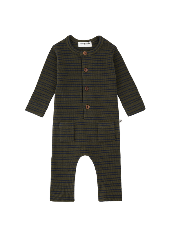 Goose Stripe Romper Rompers 1+ in The Family Dark Khaki 3M
