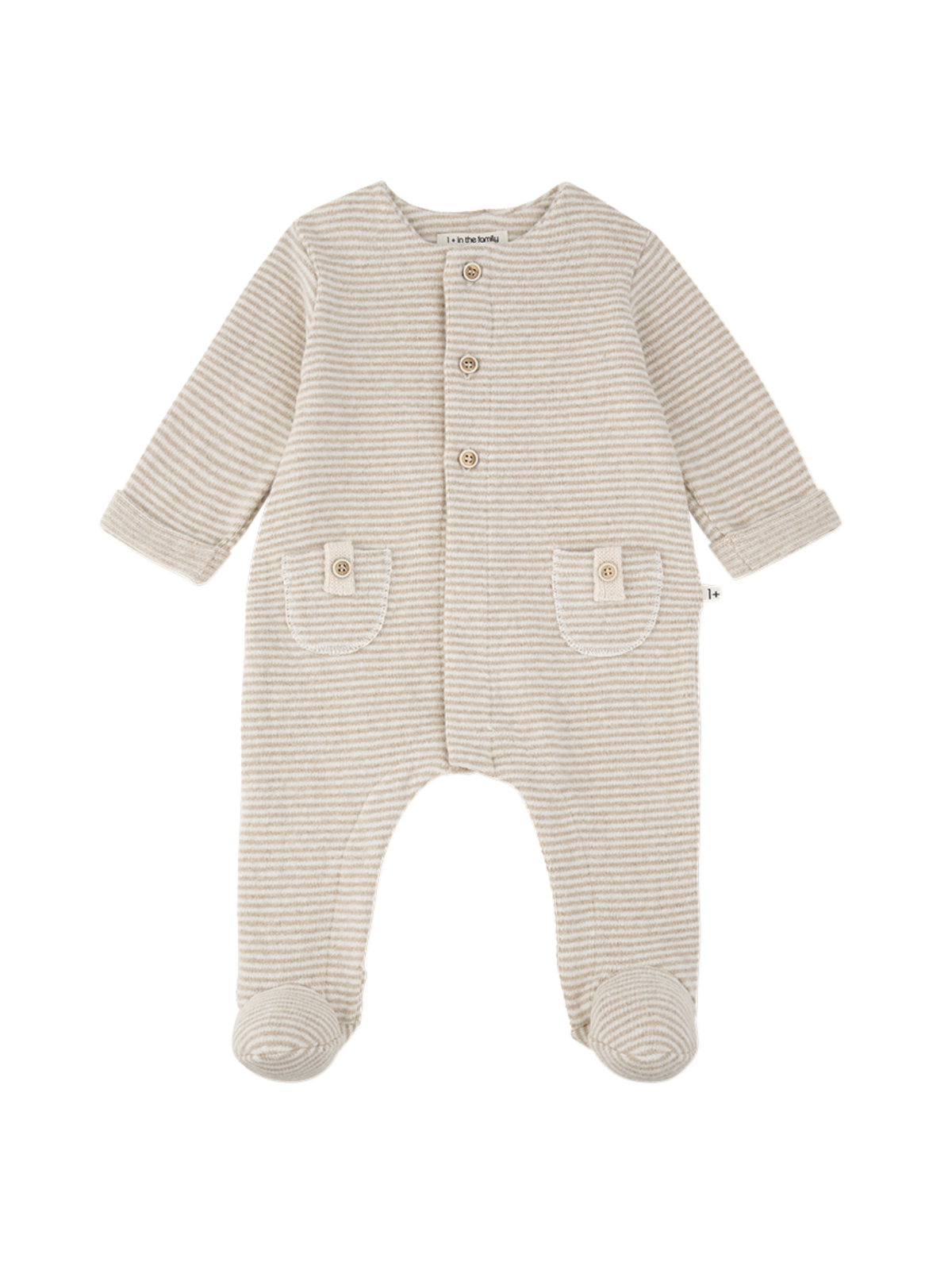 Neutral Stripe Footie Rompers 1+ in The Family