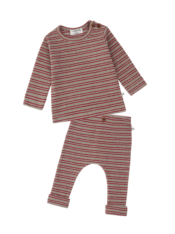 Nordegg Baby Set Sets 1+ in The Family Red Tan Stripe 6M