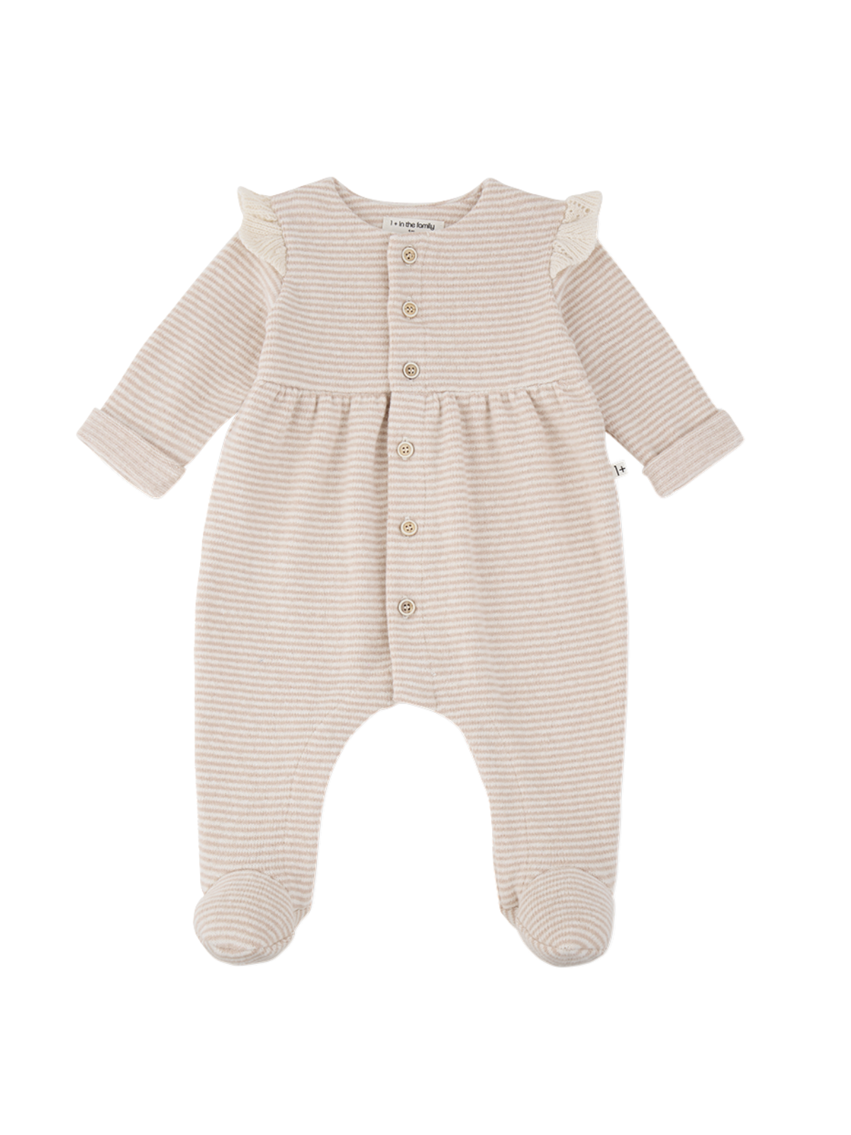 Oat Ruffle Footie Rompers 1+ in The Family Oat 3M