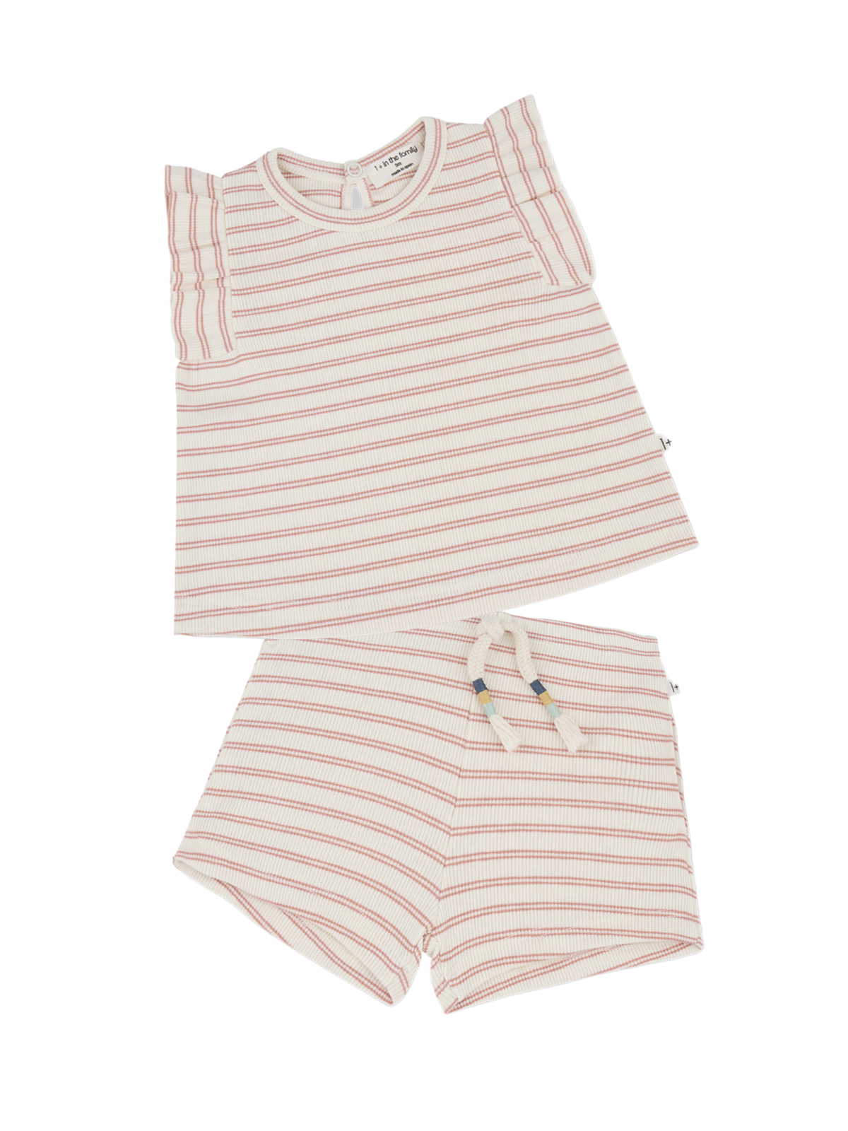 Sleeveless Striped Ruffle Set Sets 1+ In The Family Coral 12M