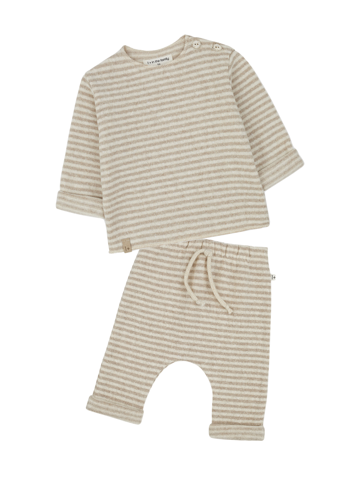 Striped Cuffed Sweat Set Sets 1+ In The Family Beige 6M 