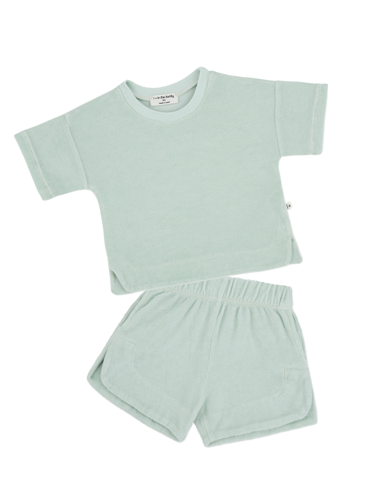 Terry Shorts Set Sets 1+ In The Family Subtle Green 12M