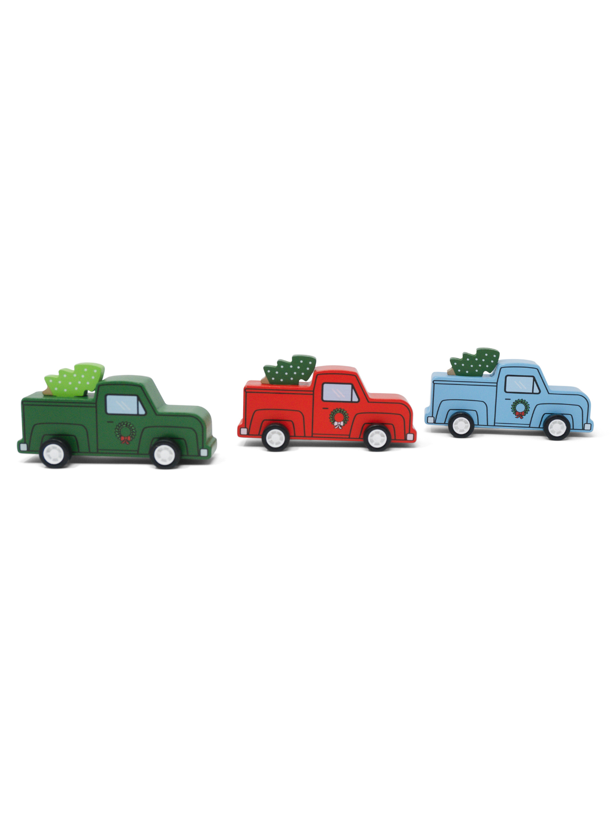 Pull-Back Xmas Tree Trucks Trio Vehicles Jack Rabbit Creations   