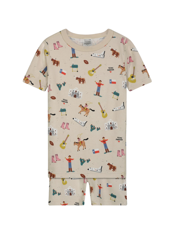 Texas Cowboy PJ Short Set Pajamas Smaller Things Sand 2 