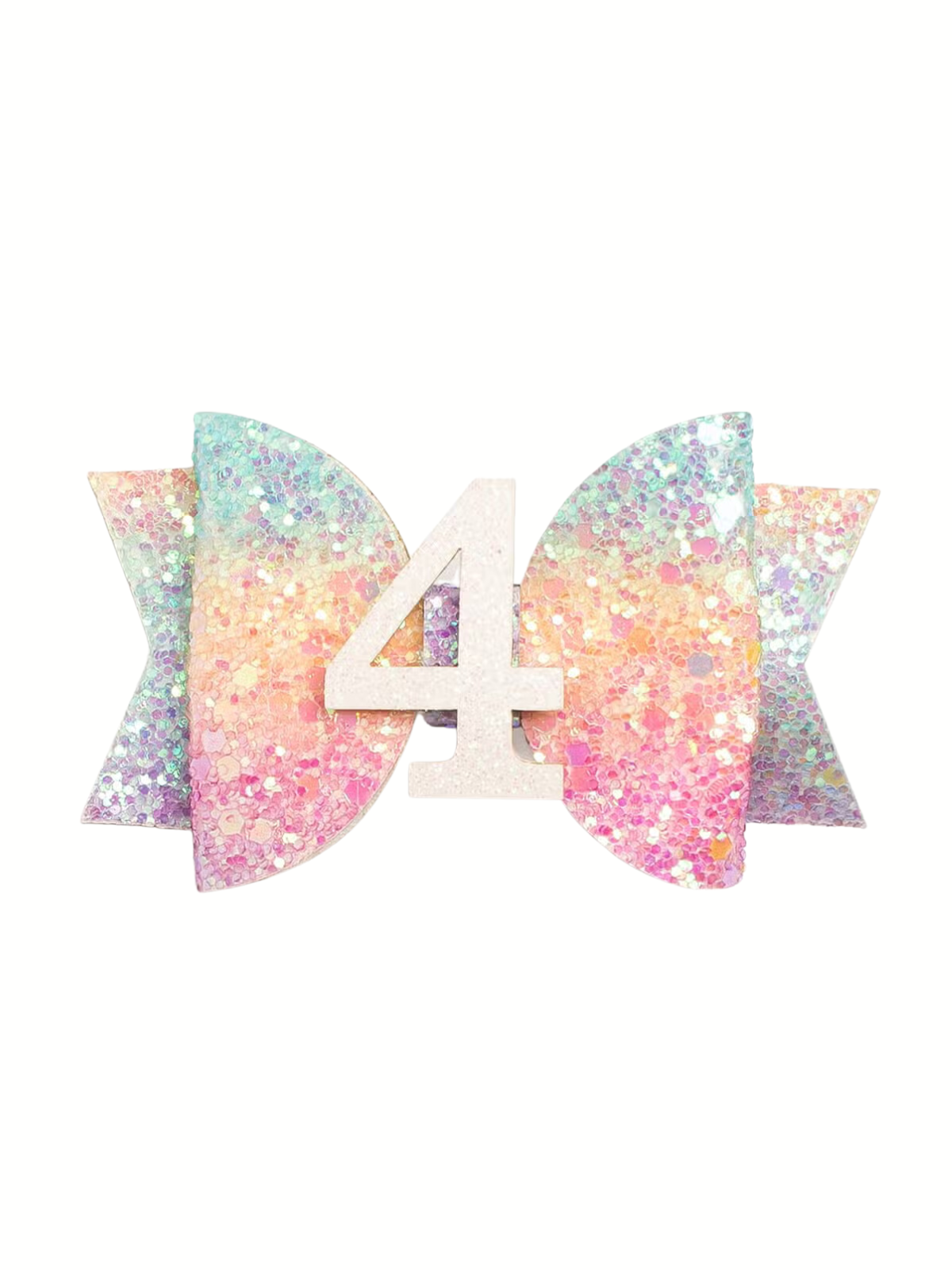 Glitter 4th Birthday Hair Clip Hair Accessories Sweet Wink Rainbow Sparkle  