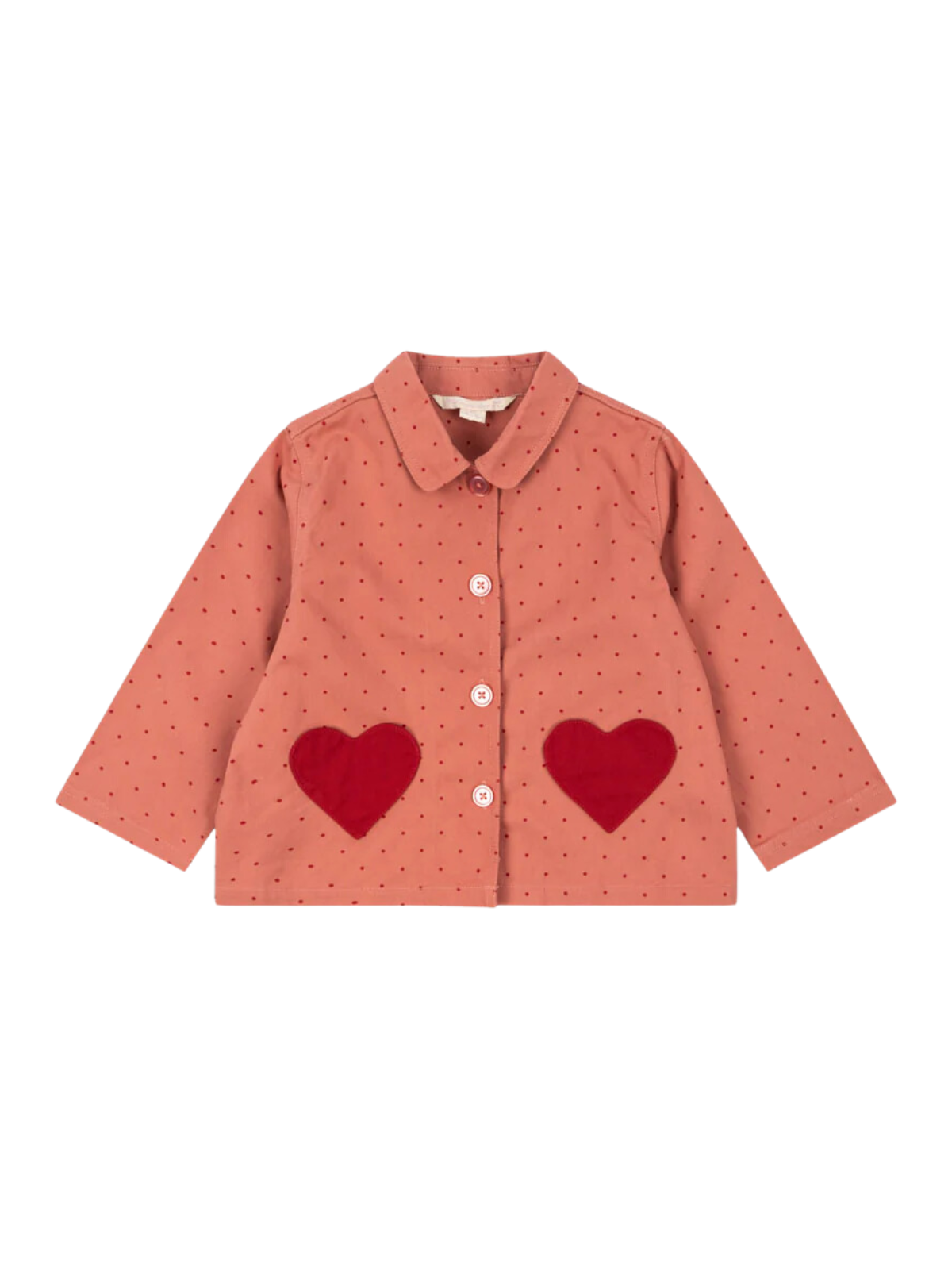 Nola Heart Pocket Shirt Jacket Outerwear Konges Sløjd Mahogany Dot 2Y 