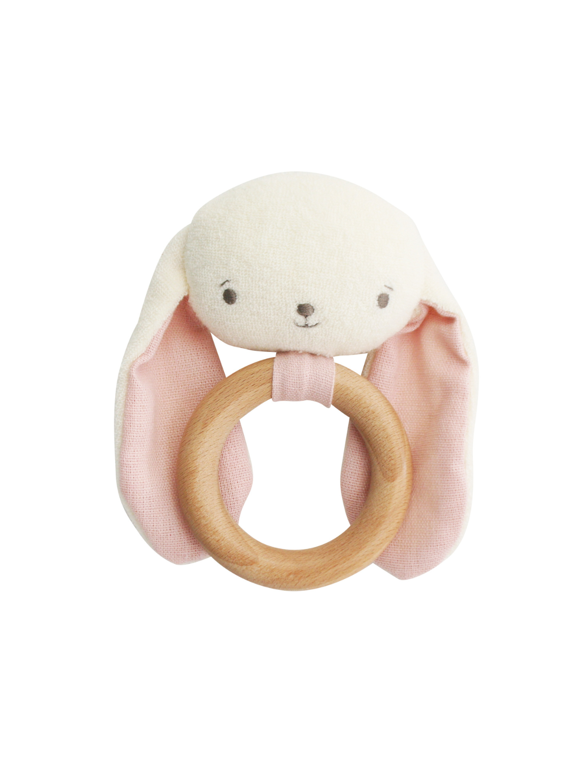 Pink Baby Bunny Teether Ring & Rattle Baby Toys Alimrose