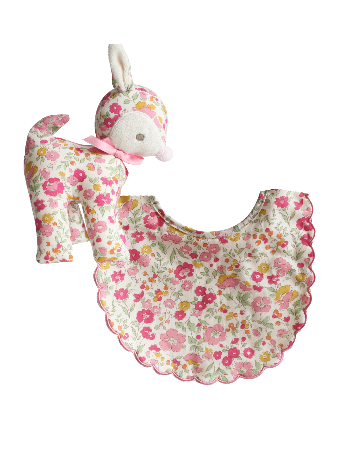 Rose Garden Rattle & Bib Set Plush Alimrose