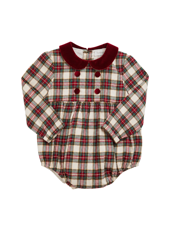 Tartan Felicidad Romper Rompers Amaia London Garnet Tartan 6M