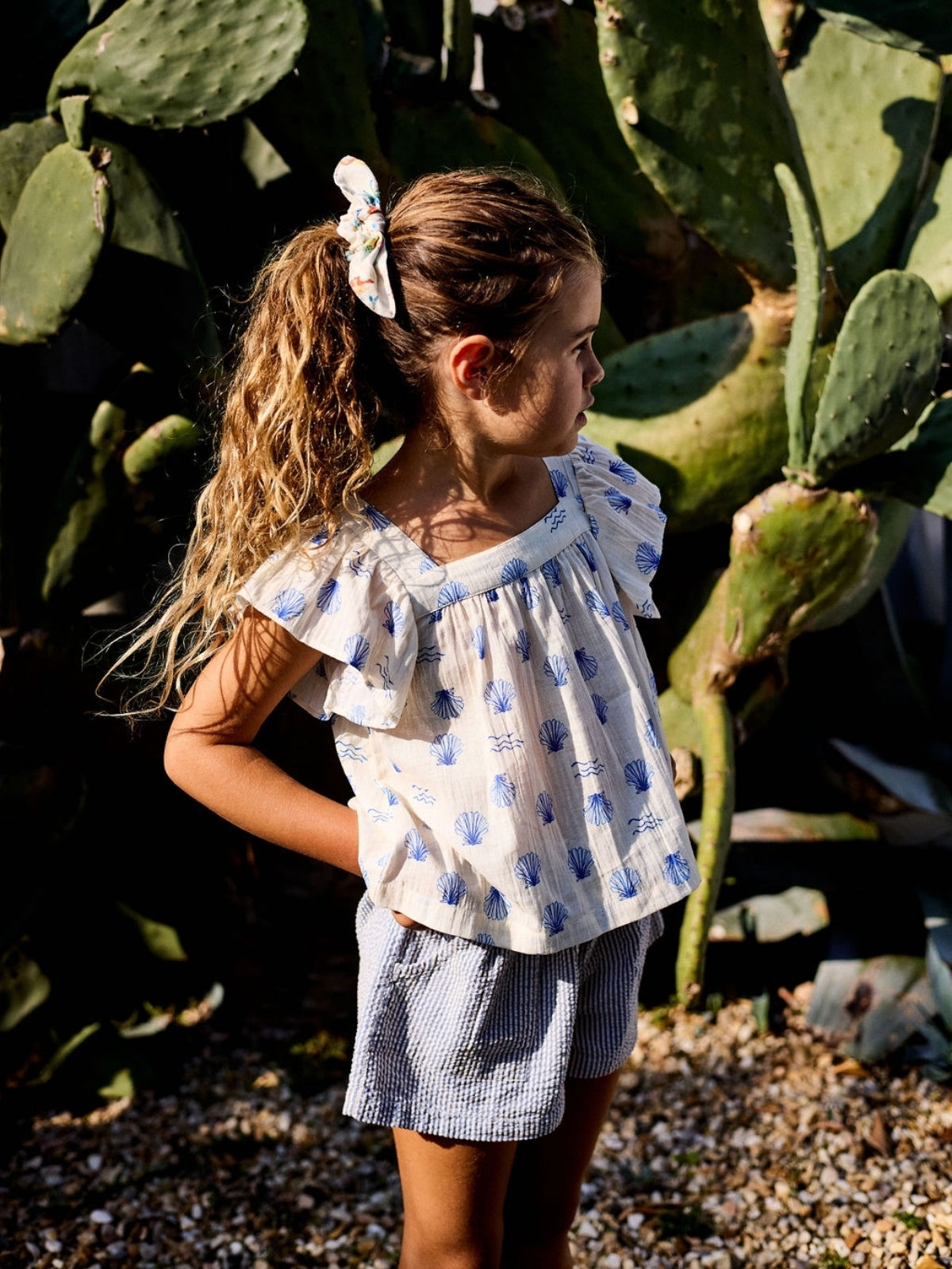 Blue Seersucker Flowy Shorts Shorts Arsène et Les Pipelettes