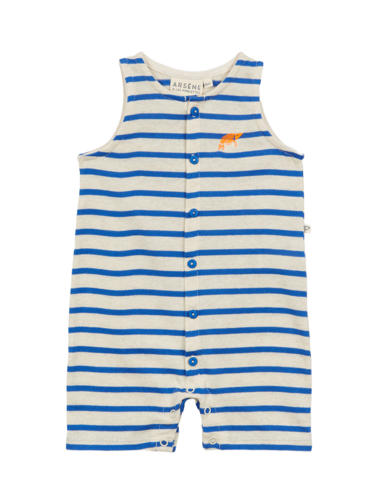 Sea Life Striped Romper Rompers Arsène et Les Pipelettes Royal Blue Stripe 6M