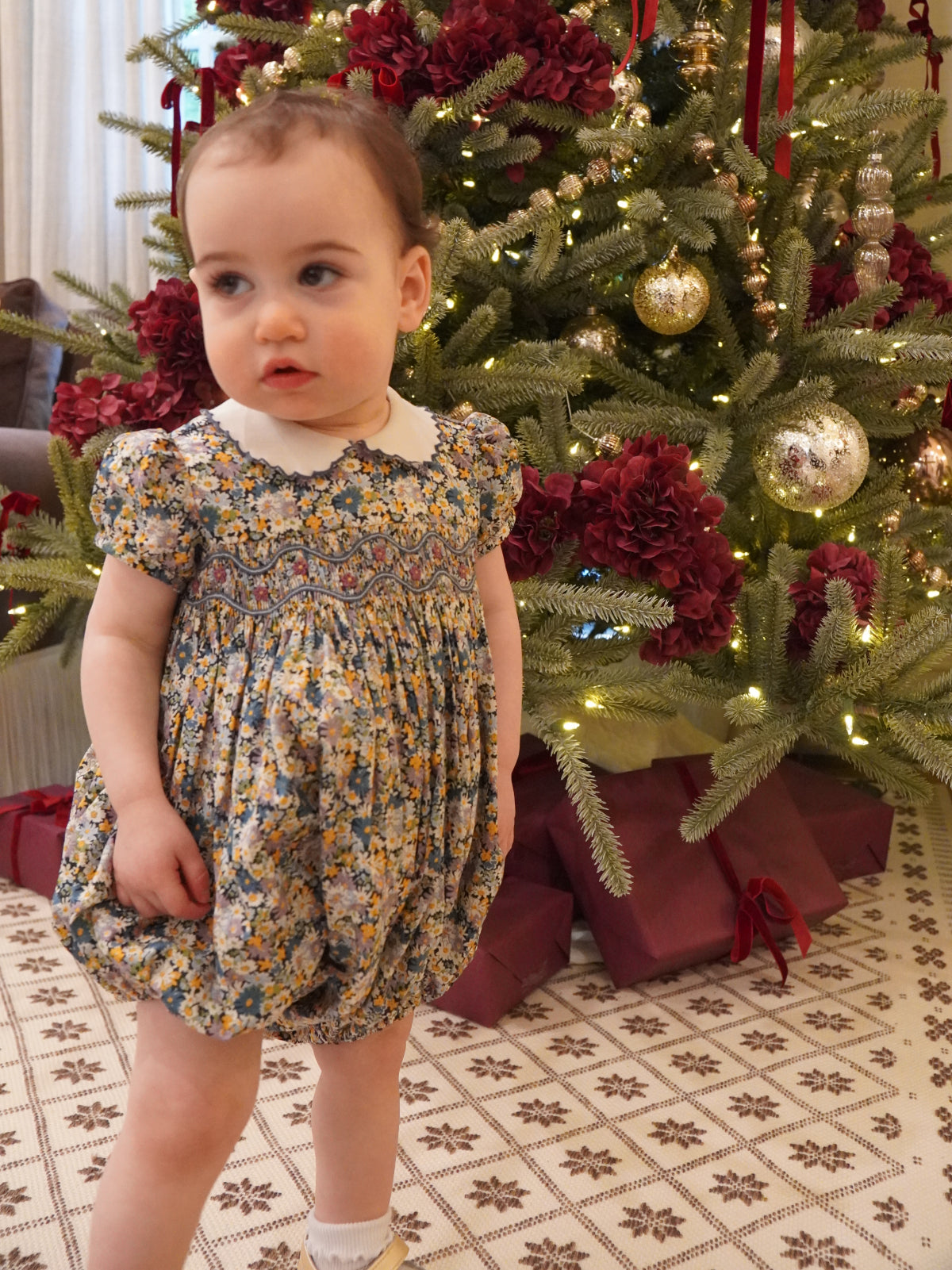 Smocked Cherry Romper Rompers Amaia London