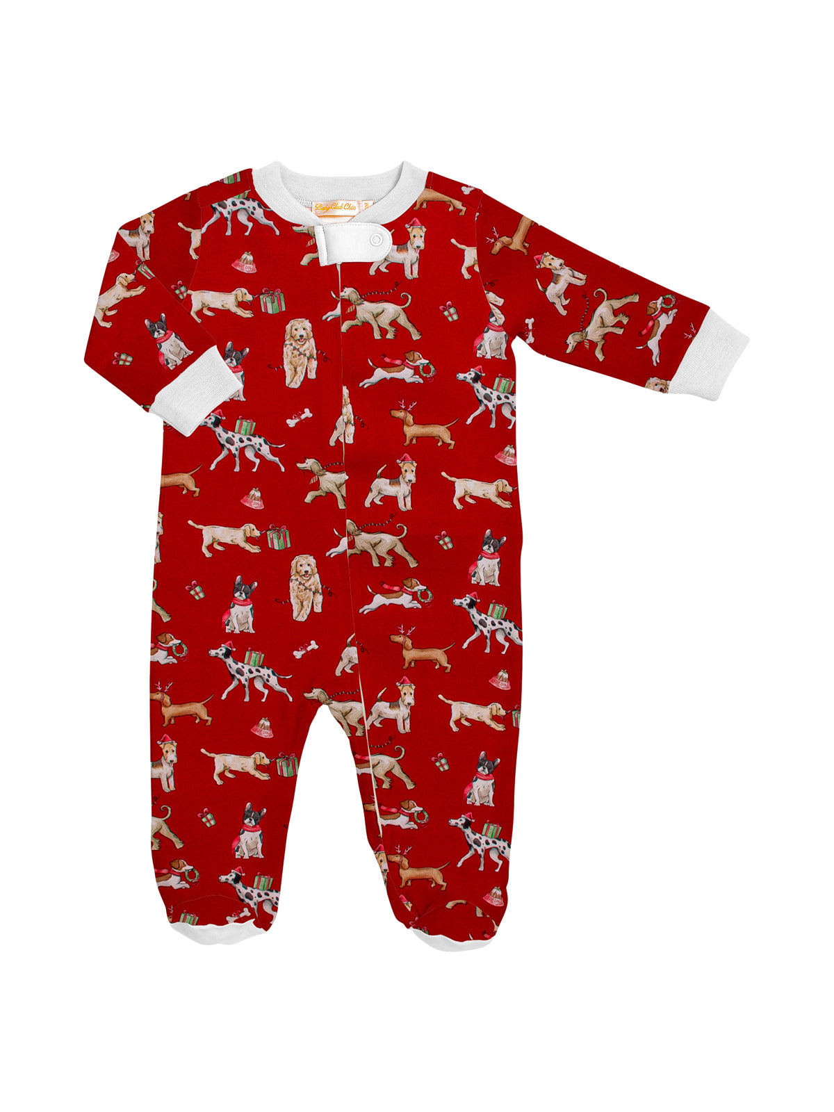 A Christmas Puppy Zipped Footie Pajamas Baby Club Chic Red 0-3M 