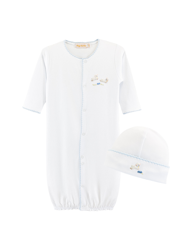 Baby Lambs Convertible Gown & Hat Set