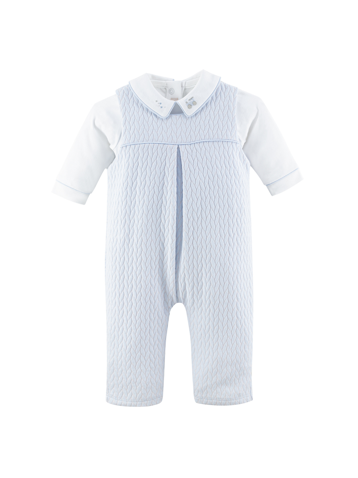 Braided Overall With Embroidered Bodysuit Sets Baby Club Chic Light Blue 0-3M