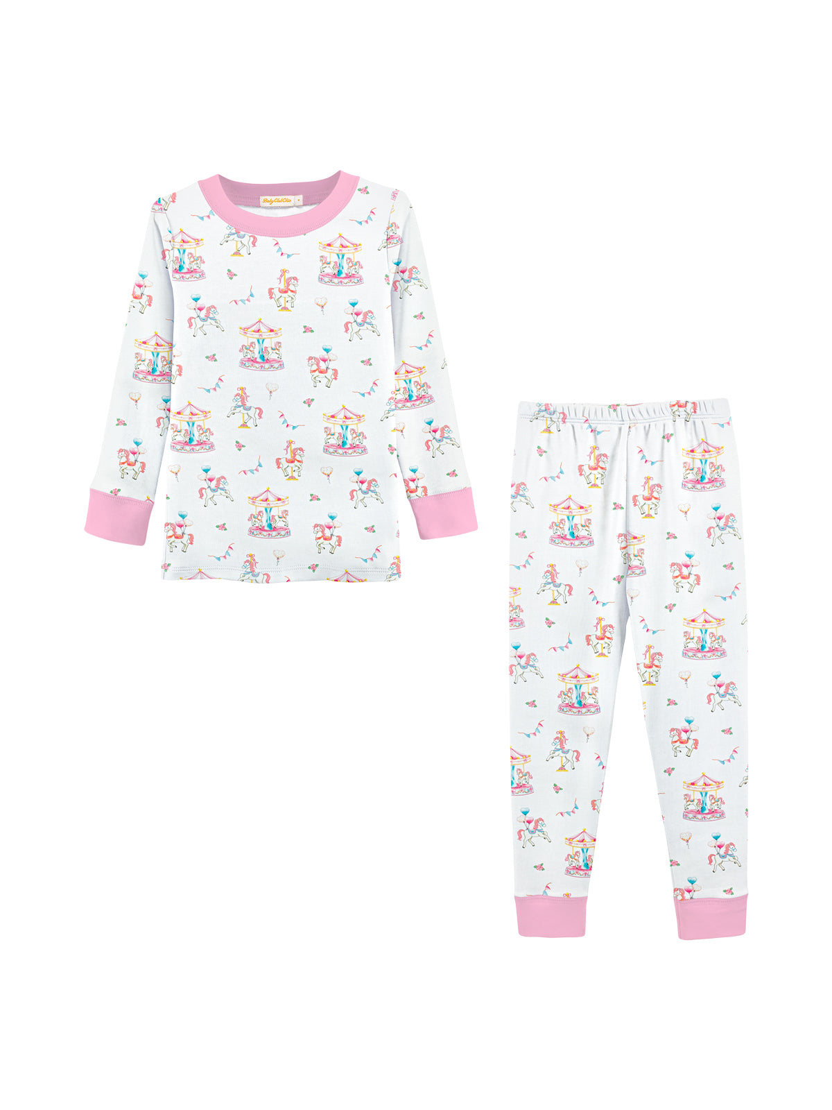 Carousel PJ Set Pajamas Baby Club Chic White 2Y 