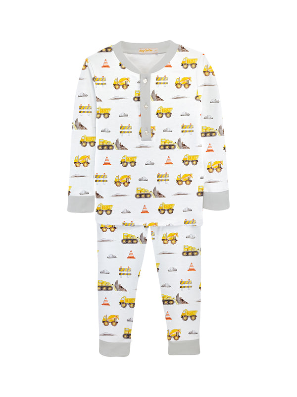 Construction Trucks PJ Set Pajamas Baby Club Chic White 2Y 