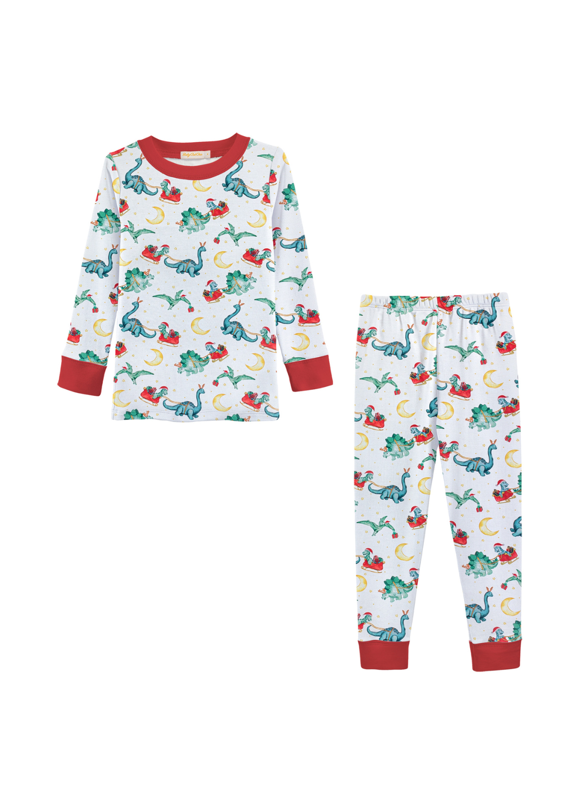 Dino Claus PJ Set Pajamas Baby Club Chic White 2Y