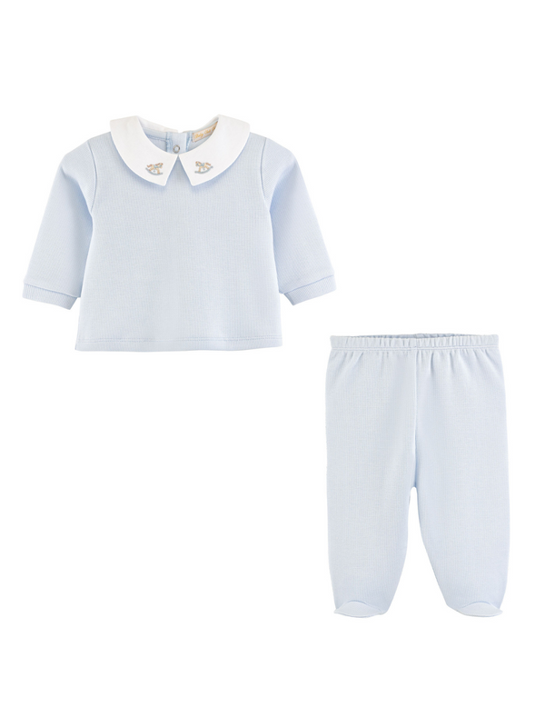 Embroidered Rocking Horse Baby Set Sets Baby Club Chic Light Blue 0-3M