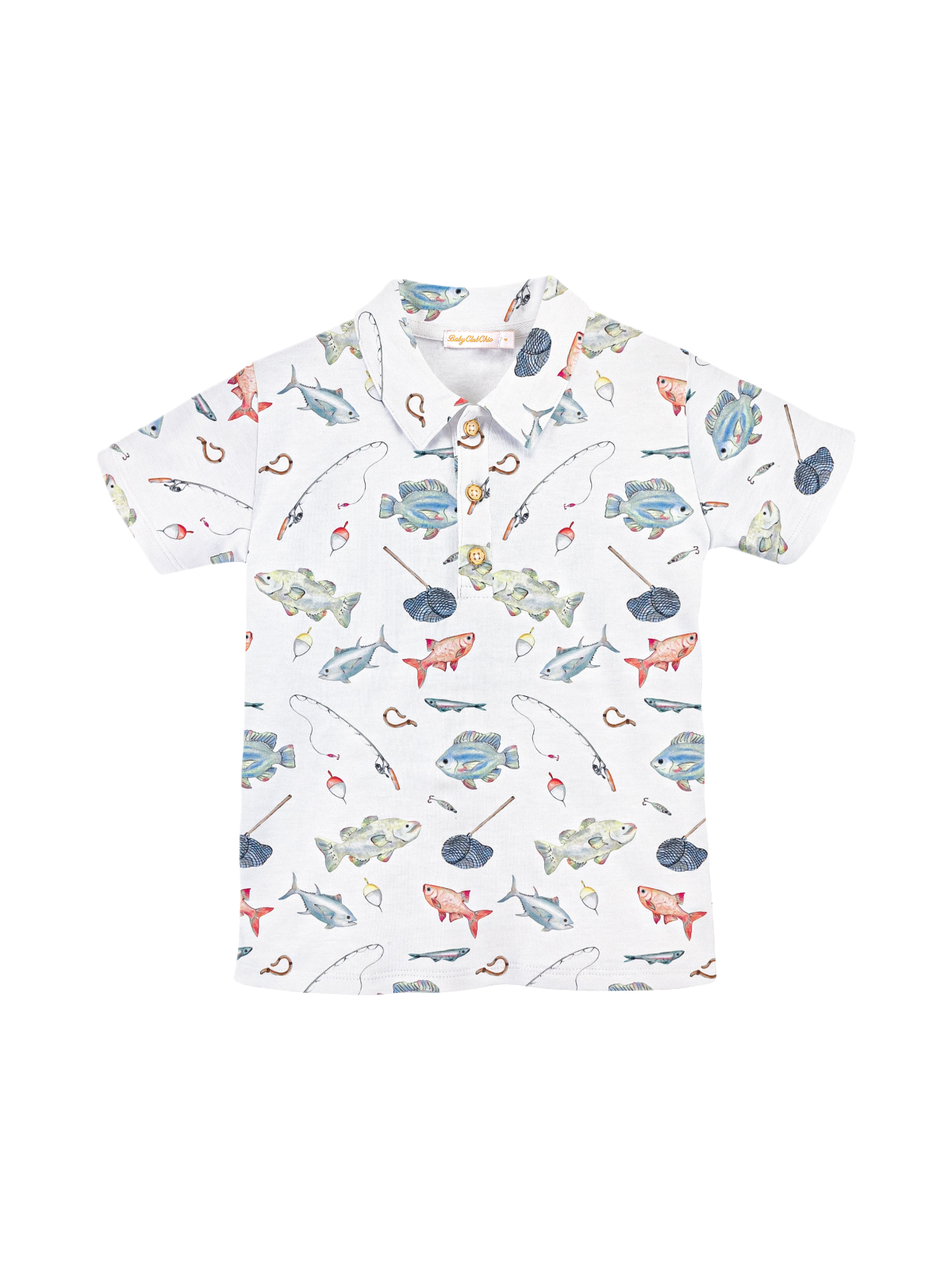 Fishing Day Polo Tops Baby Club Chic White 2Y