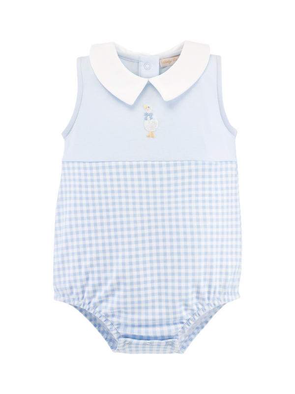 Light Blue Gingham Little Goose Bubble Rompers Baby Club Chic Light Blue Gingham 0-3M