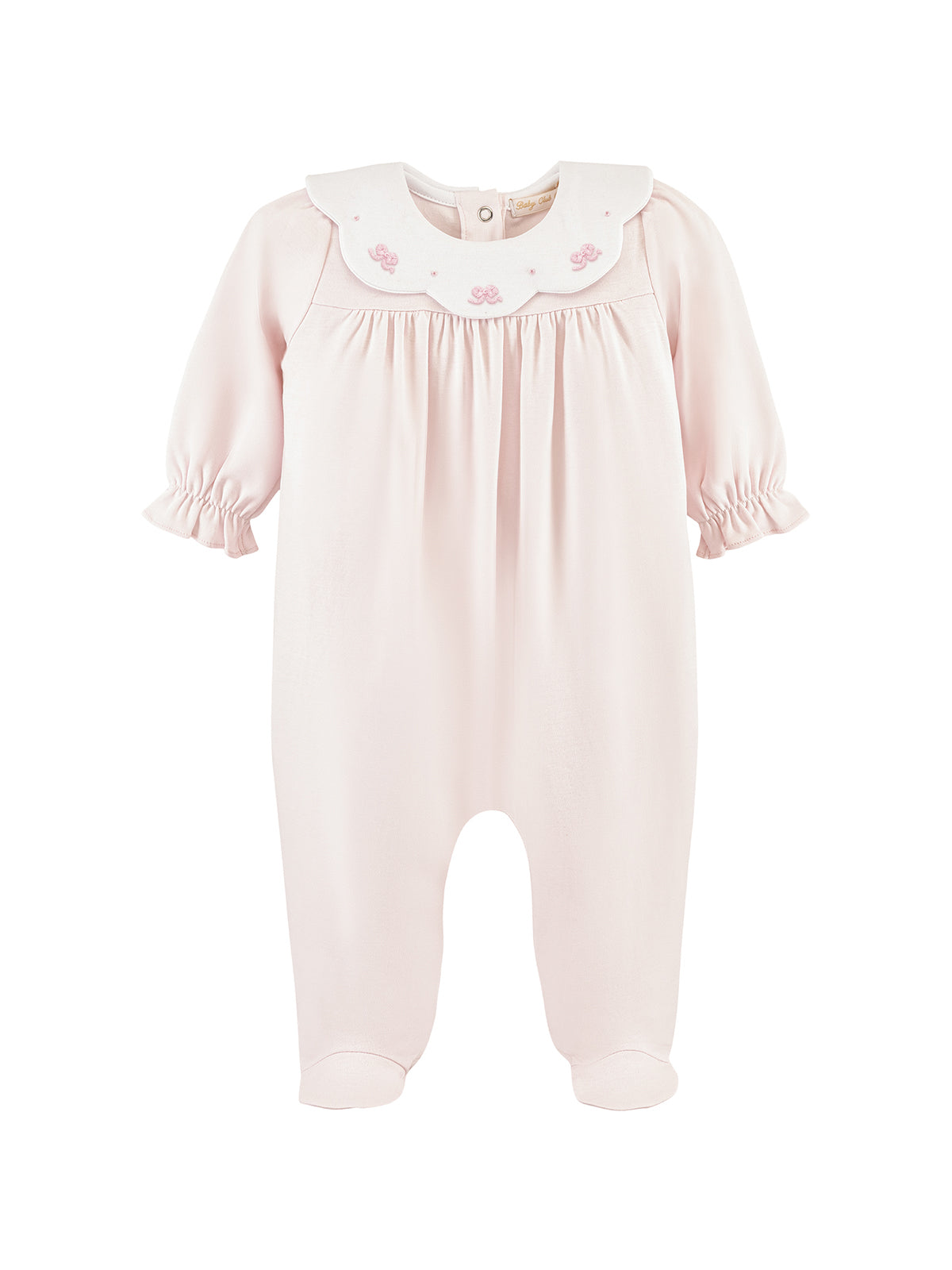 Little Bows Scallop Collar Footie Rompers Baby Club Chic Pink 0-3M