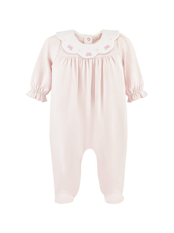 Little Bows Scallop Collar Footie Rompers Baby Club Chic Pink 0-3M