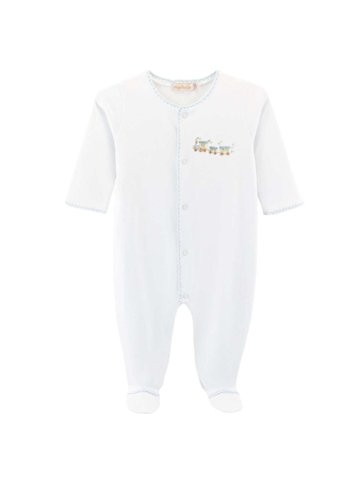 Little Train Embroidered Footie Pajamas Baby Club Chic White Newborn