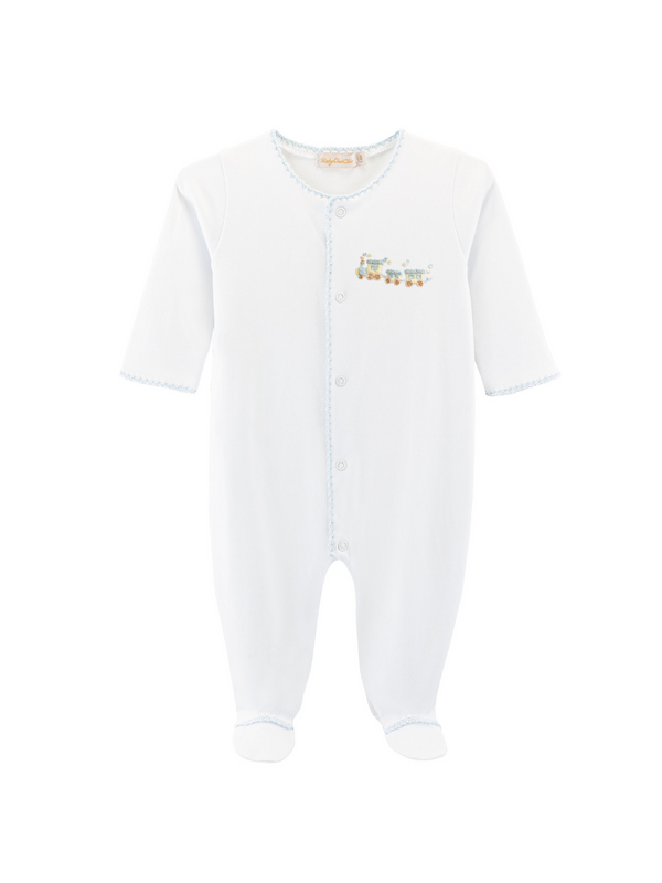 Little Train Embroidered Footie Pajamas Baby Club Chic White Newborn