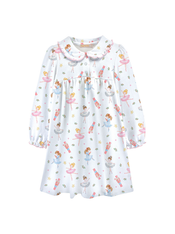 Nutcracker Collared Dress Pajamas Baby Club Chic White 3Y