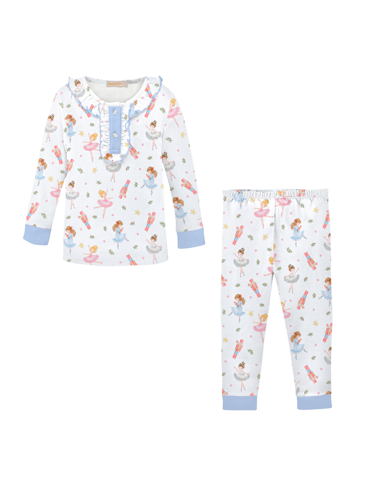 Nutcracker Ruffle PJ Set Pajamas Baby Club Chic White 2Y