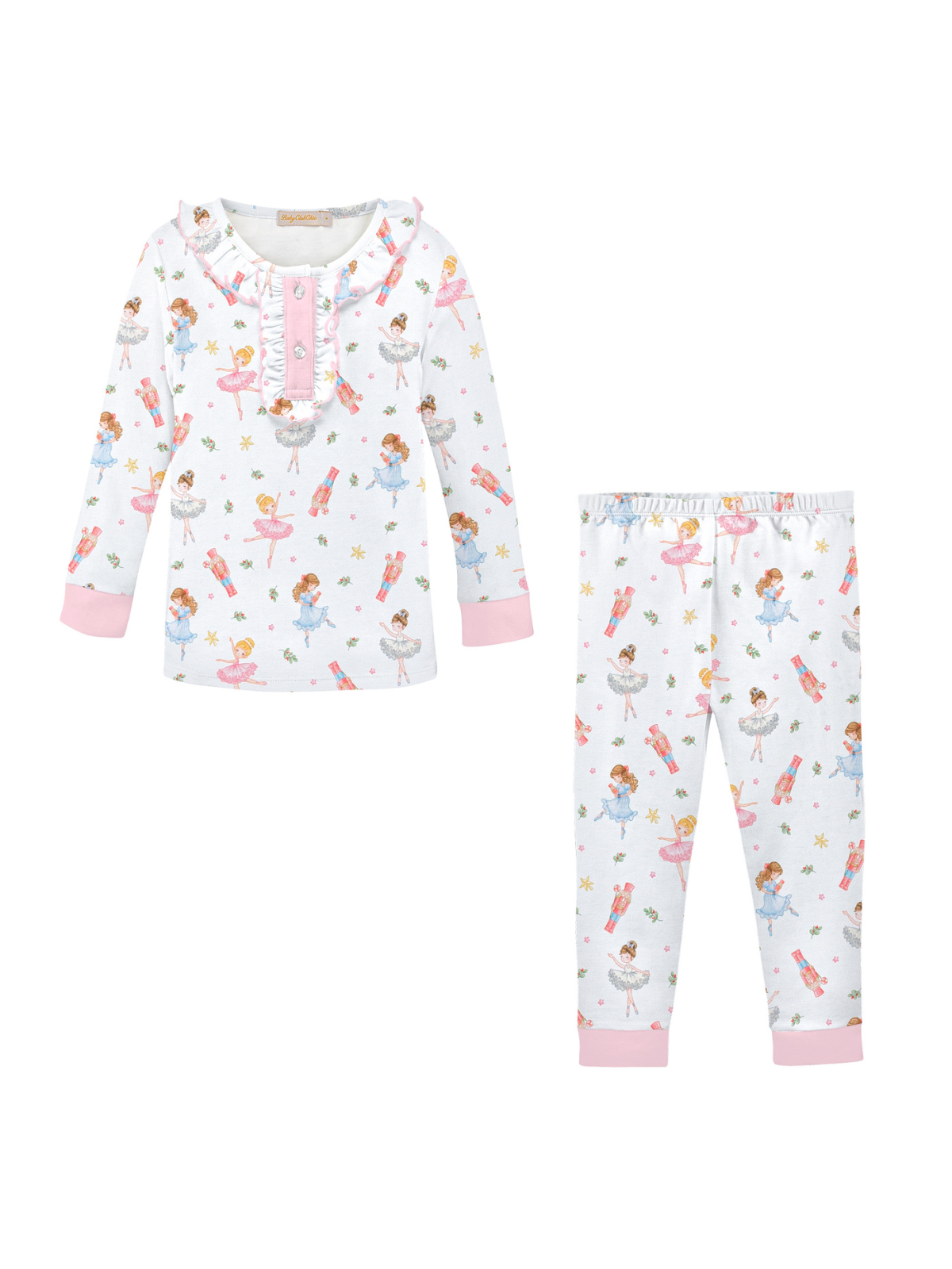 Nutcracker Ruffle PJ Set Pajamas Baby Club Chic White 2Y