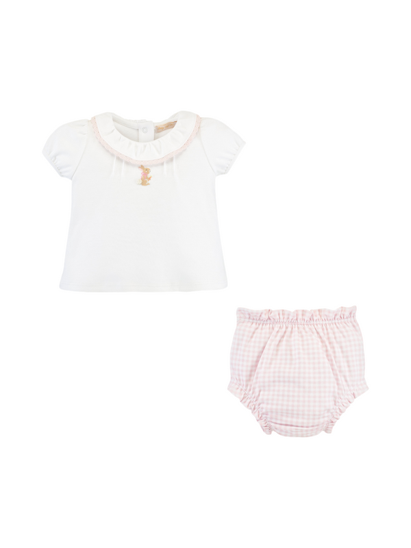 Pink Gingham Bunny Blouse and Bloomers Set Sets Baby Club Chic Pink Gingham 0-3M