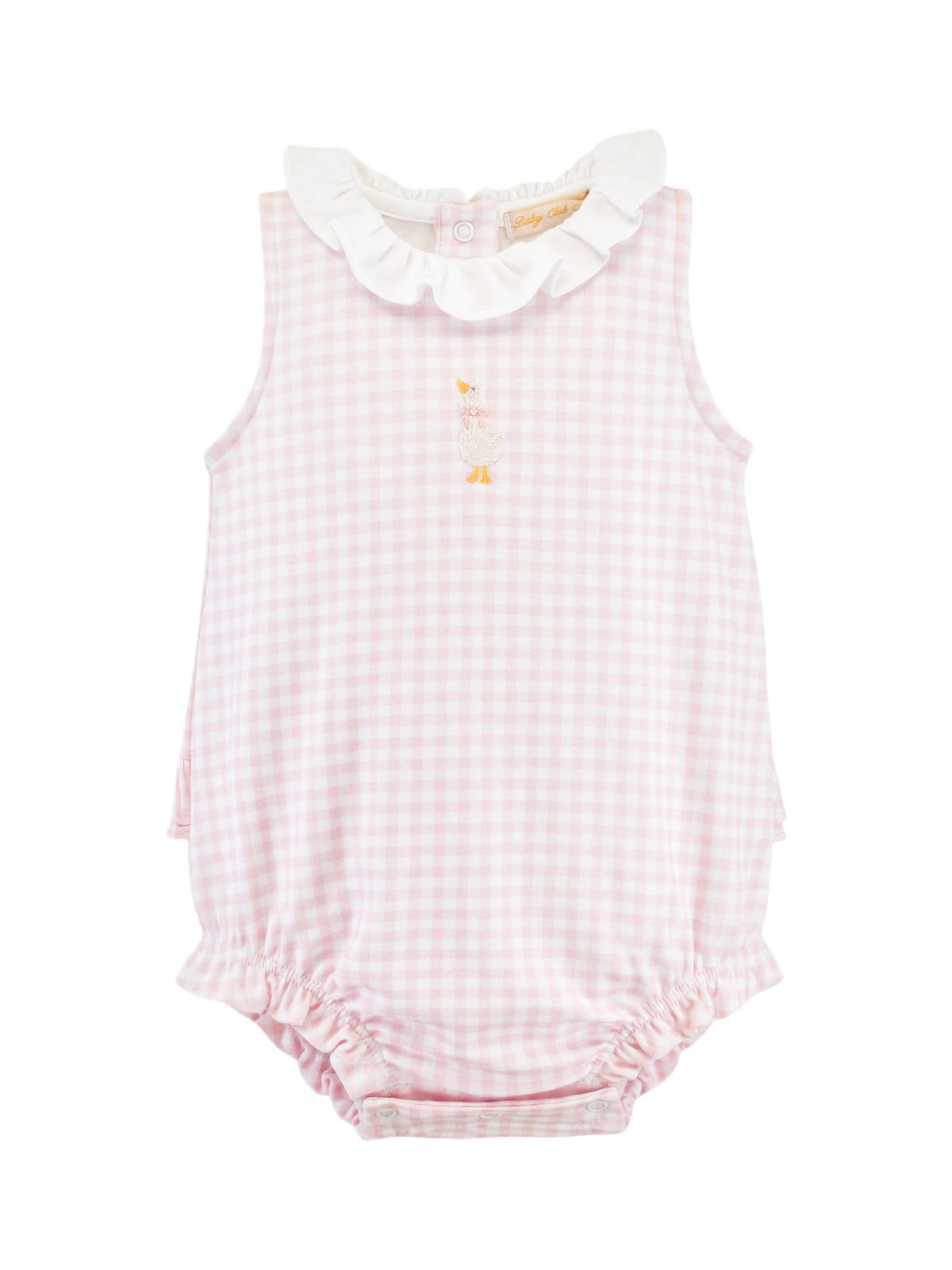 Pink Gingham Little Goose Bubble Rompers Baby Club Chic Pink Gingham 0-3M