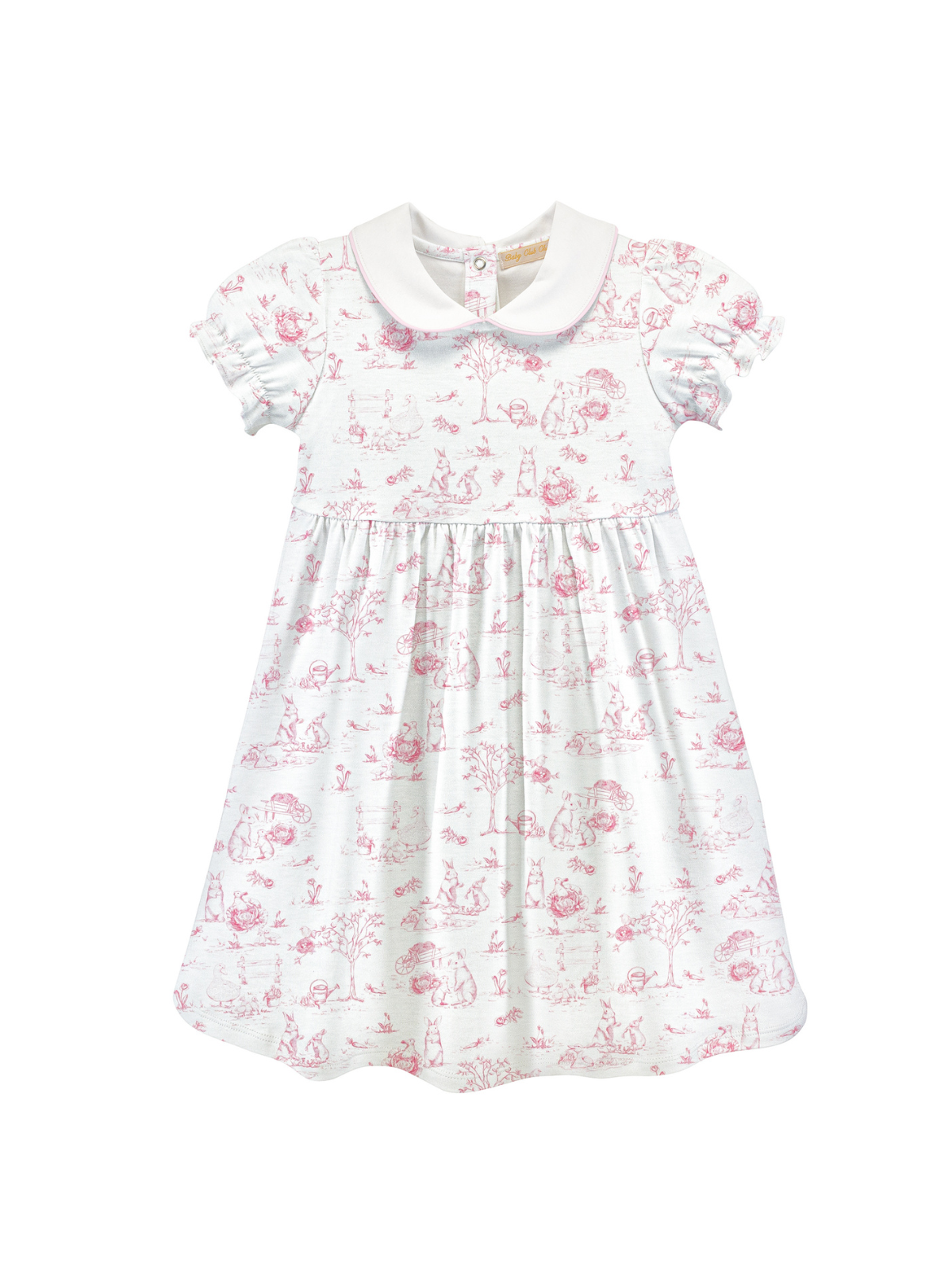 Pink Toile Bunnies Collared Dress Pink Toile Bunnies / 2Y Pink Toile Bunnies Collared Dress Pink Toile Bunnies / 2Y