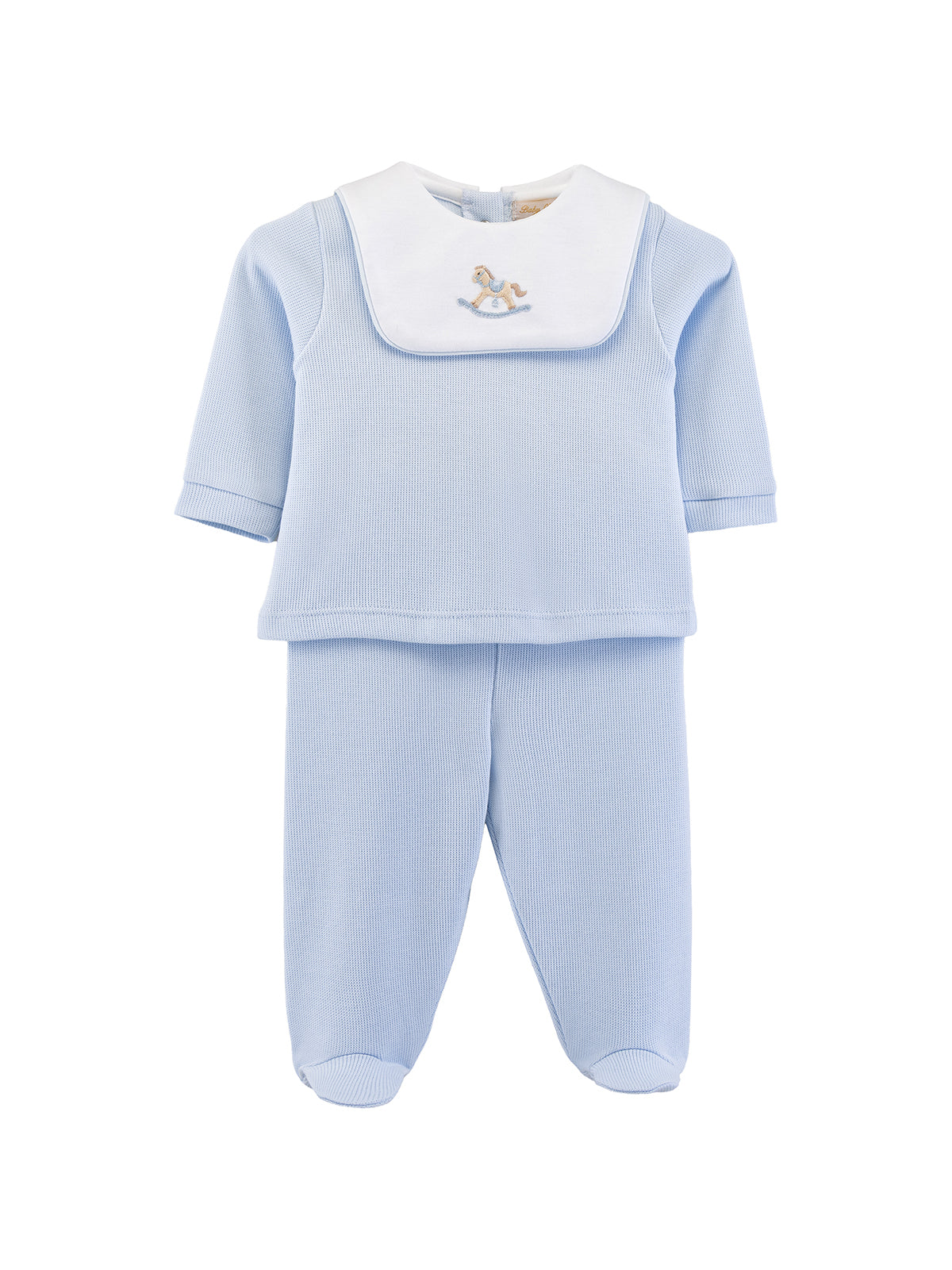 Rocking Horse Bib Jacquard Baby Set Sets Baby Club Chic Light Blue 0-3M
