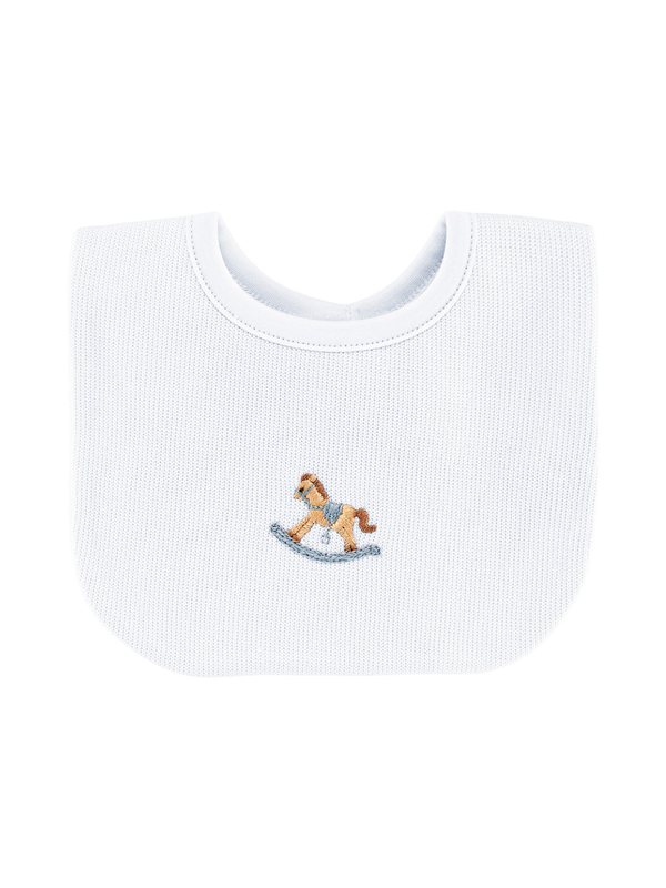 Rocking Horse Jacquard Bib - White Baby Accessories Baby Club Chic White