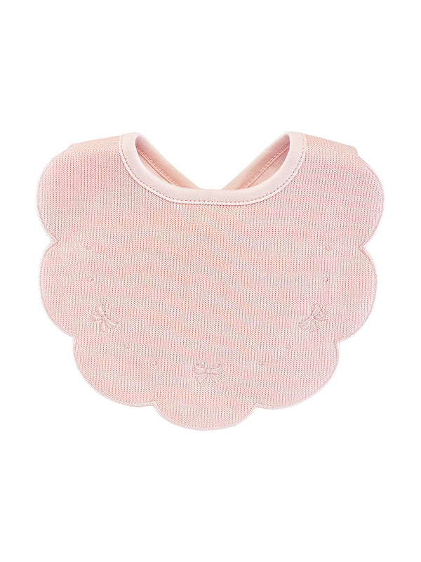 Pink Bows Jacquard Scalloped Bib