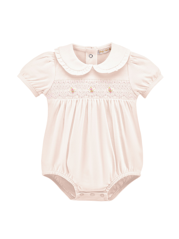 Roses Smocked Bubble Rompers Baby Club Chic Pink 0-3M