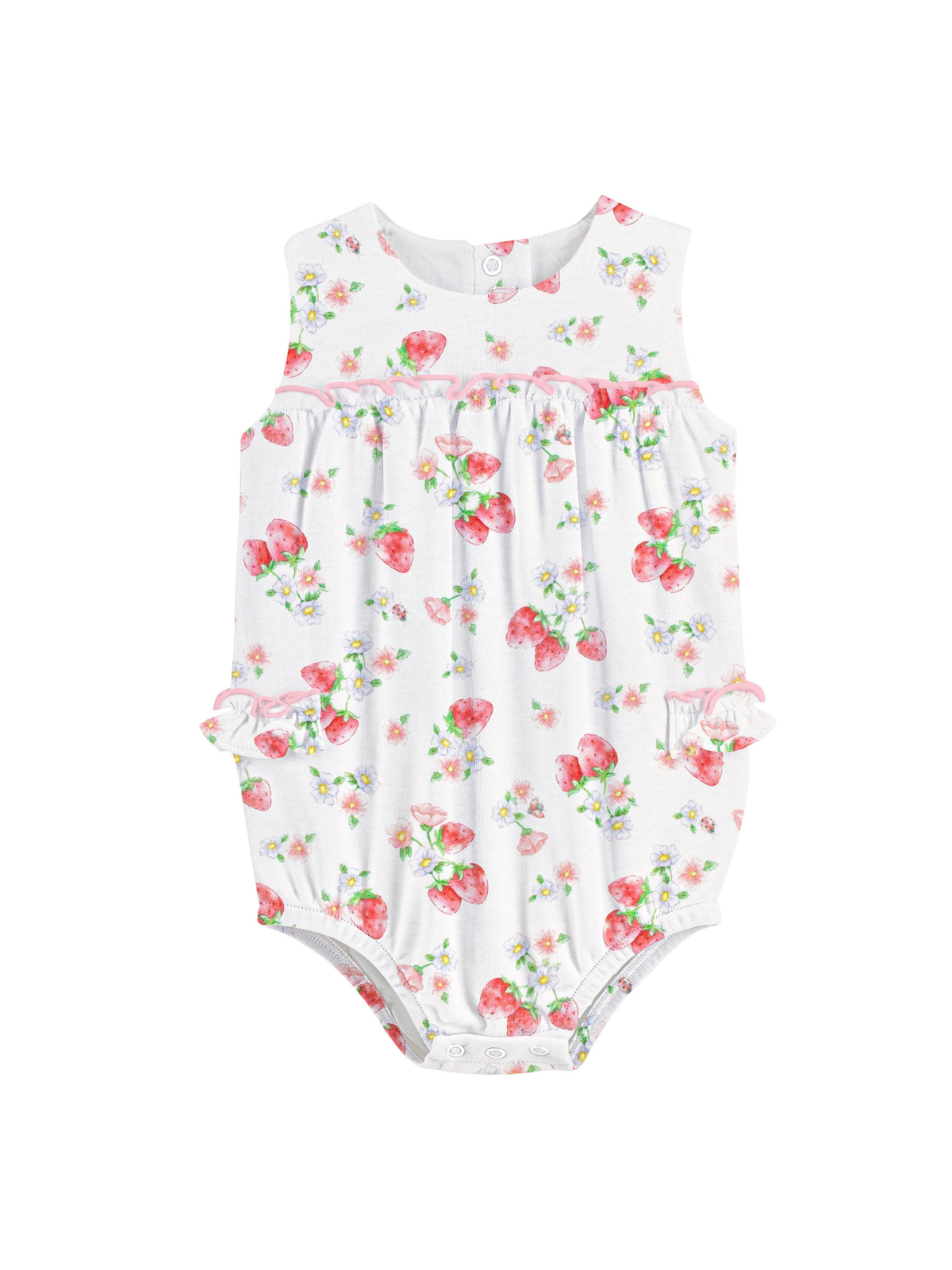 Strawberry Kisses Bubble Rompers Baby Club Chic White 0-3M