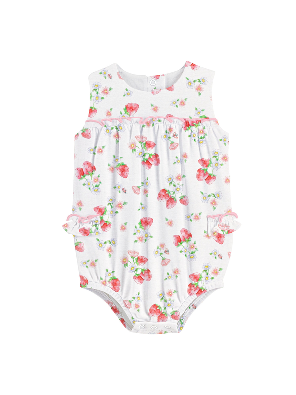 Strawberry Kisses Bubble Rompers Baby Club Chic White 0-3M