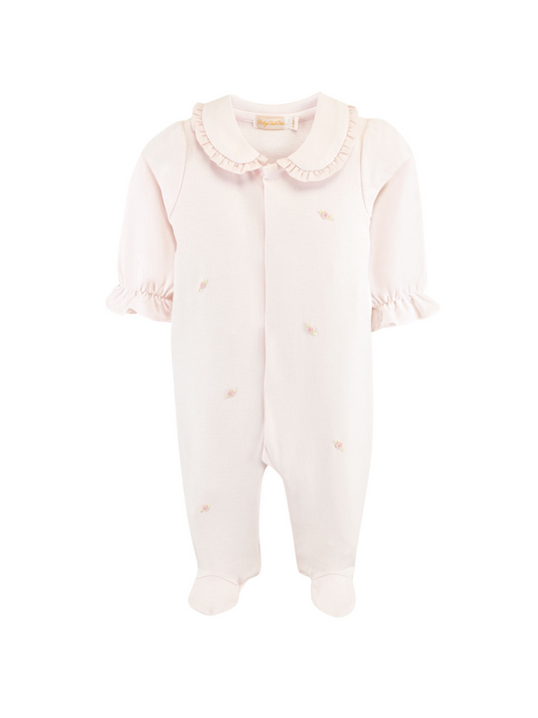 Sweet Roses Embroidered Footie Rompers Baby Club Chic Light Pink Newborn