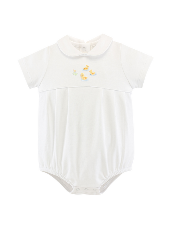 Three Little Ducks Bubble Rompers Baby Club Chic White 0-3M